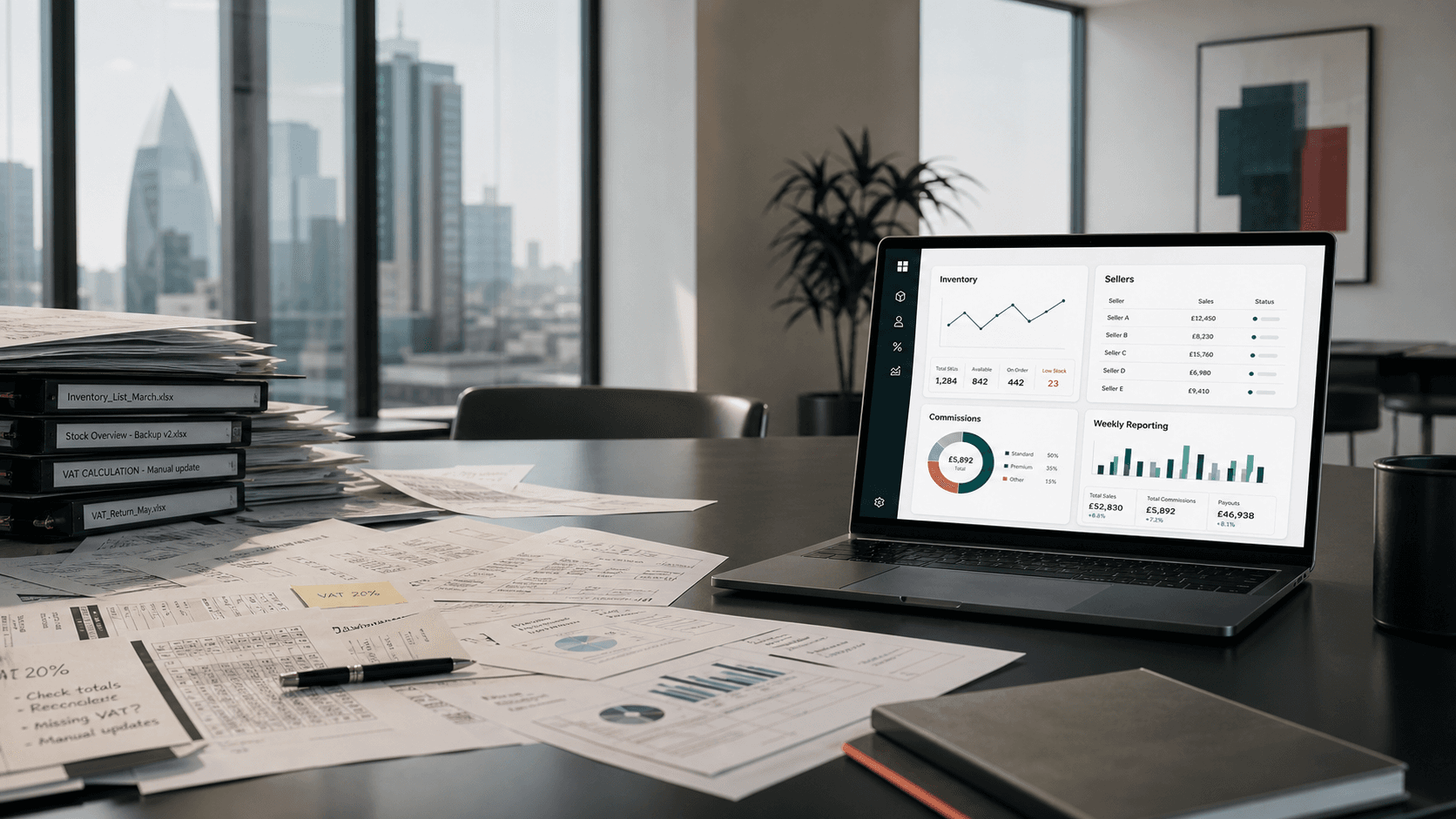 Manual reports and spreadsheets becoming a clean operating dashboard.